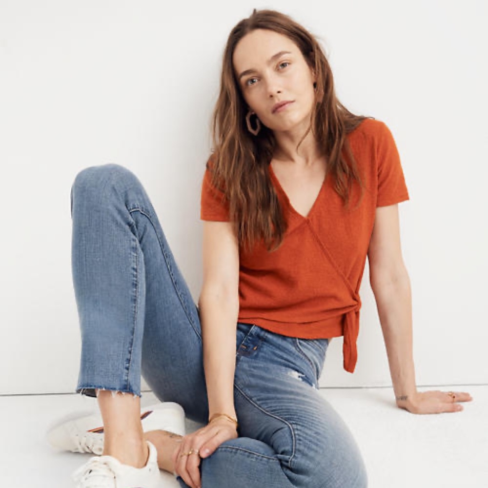 Madewell Texture and Thread Wrap Tie Top